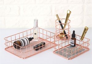 Gold Wire Chafing Dish Rack Storage Basket Copper Wire Bathroom Kitchen Shelves Makeup organiser
