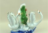 Golf Statues Home Decorating Porcelain Swan Family Sculpture Traditional Chinese Design Ceramics