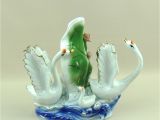 Golf Statues Home Decorating Porcelain Swan Family Sculpture Traditional Chinese Design Ceramics