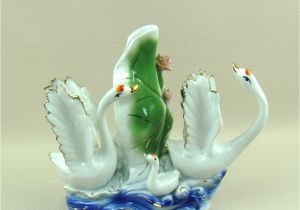 Golf Statues Home Decorating Porcelain Swan Family Sculpture Traditional Chinese Design Ceramics
