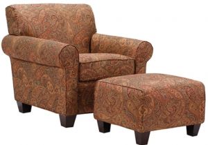 Green Accent Chair with Ottoman Paisley Print Arm Chair & Ottoman Living Room Furniture