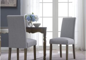 Grey Accent Chair with Nailhead Trim Belleze Set Of 2 Dining Chairs Linen Seat Cushion