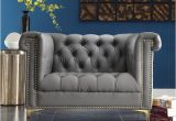 Grey Accent Chair with Nailhead Trim Chic Home Winston Grey Chrome Leather button Tufted
