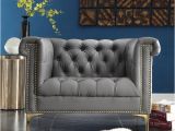 Grey Accent Chair with Nailhead Trim Chic Home Winston Grey Chrome Leather button Tufted