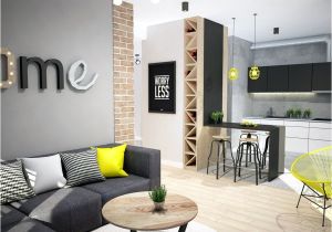 Grey and Yellow Living Room Ideas Projekt Mieszkania W Warszawie Salon Styl Industrialny ZdjÄcie