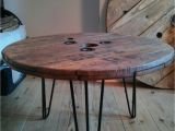 Hairpin Leg Coffee Table Upcycled Electric Cable Reel now Coffee Table with Hairpin Legs