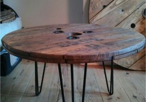 Hairpin Leg Coffee Table Upcycled Electric Cable Reel now Coffee Table with Hairpin Legs