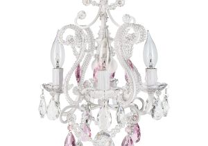 Hanging Lamps with Chain and Plug Josephine Pink Crystal Beaded White Chandelier Mini Nursery Plug In