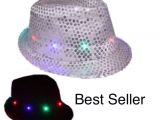 Hat with Lights In Brim Christmas Hat Led Fedora Hat Light Up White Party Christmas Hat