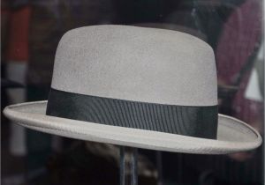 Hat with Lights In Brim Homburg Hat with Light Grey Brim Edge Black Hat Band Sharp