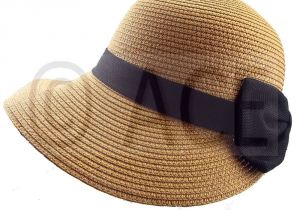 Hat with Lights In Brim Womens Straw Summer Hats Ladies Wide Brim Stylish Black Bow Detail