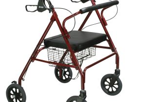 Healthline Combo Transport Rollator Chair Heavy Duty Bariatric Rollator Walker with Large Padded Seat Drive