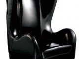 High Back Leather Accent Chair Classical High Back Smoking Chair In Black Patent Leather