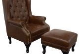 High Back Leather Accent Chair Wing High Back Bonded Brown Tufted Leather Chair with