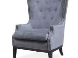 High Back White Accent Chair Accent Chair Tufted Grey Velvet Nailhead Trim Canvas