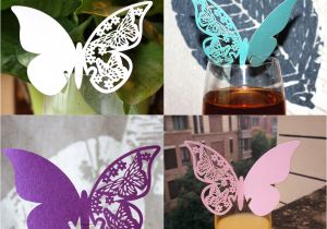 Homemade butterfly Decorations for Party 50pcs Pack butterfly Place Escort Wine Glass Paper Card for Wedding