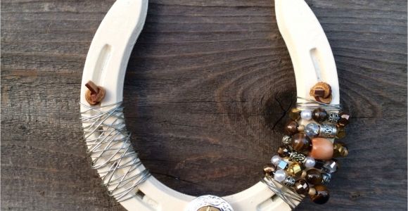 Horseshoe Decorations for Home Beaded Horseshoe Decor Cowboy Gift Rustic Modern Horse Decor