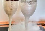 How to Decorate Bride and Groom Champagne Glasses Bride and Groom toasting Champagne Flutes Decorated by Mary Alleyne