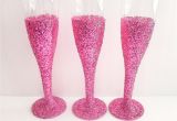 How to Decorate Champagne Glasses with Glitter Pink Glitter Champagne Flutes Set Of 12 Everything Princess