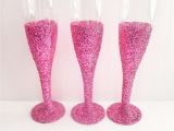How to Decorate Champagne Glasses with Glitter Pink Glitter Champagne Flutes Set Of 12 Everything Princess