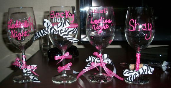 How to Decorate Champagne Glasses with Ribbon Girls Night Decorate Your Own Wine Glass Glass Paint Ribbon Hot