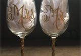 How to Decorate Large Champagne Glasses Custom Mr Mrs Wine Glasses Set Glitter Stems and Many Color