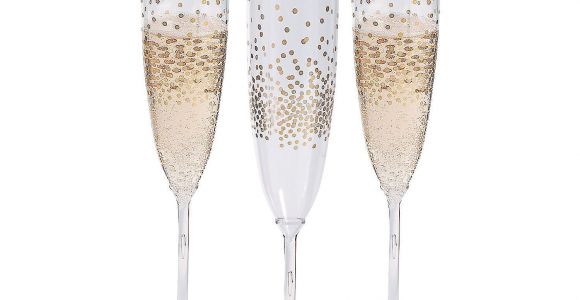 How to Decorate Plastic Champagne Glasses Premium Plastic Gold Dot Champagne Flutes Gold Dots Champagne