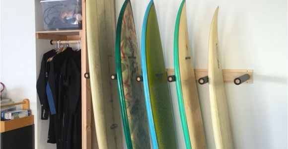 How to Make A Wall Mounted Surfboard Rack Surf Rack Build with A Shelf Cubby for Wetsuits Accessories