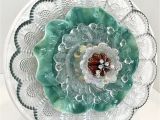 How to Make Flower Plate Garden Art Vintage Upcycled White Ceramic Etched Glass and Green Porcelain