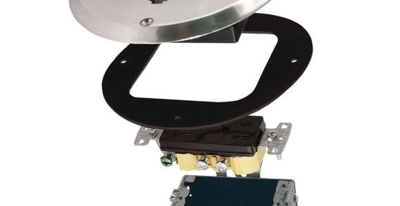 Hubbell Flush Floor Outlet Raco 1 Gang Nickel Floor Box Kit with Recessed Duplex 15a Tr Device