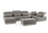 Italian Sectional sofas Fabric Lusso Panorama Italian Modern Grey Fabric Grey Leather Sectional