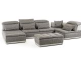 Italian Sectional sofas Fabric Lusso Panorama Italian Modern Grey Fabric Grey Leather Sectional