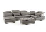 Italian Sectional sofas Online Lusso Panorama Italian Modern Grey Fabric Grey Leather Sectional