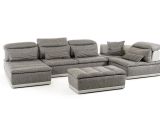 Italian Sectional sofas Online Lusso Panorama Italian Modern Grey Fabric Grey Leather Sectional