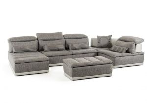 Italian Sectional sofas Online Lusso Panorama Italian Modern Grey Fabric Grey Leather Sectional