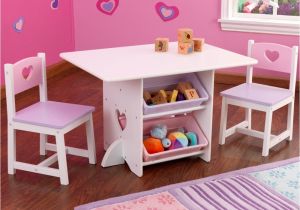 Kidkraft Heart Table and Chair Set Heart Table and Chair Set with Pastel Bins Kidkraft 26913