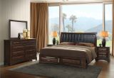 King Platform Bedroom Sets Broval Light Espresso Wood King Size Storage Bedroom Set King