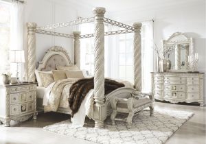 King Size Canopy Bedroom Sets Cassimore north Shore Pearl Silver Upholstered Poster Canopy Bedroom