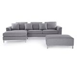 L Sectional sofa Beliani Oslo Modern Sectional sofa with Ottoman Oslo Light Grey