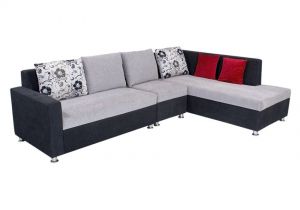 L Shaped sofa Covers Online India Bharat Lifestyle Nano L Shape Black Grey Fabric sofa Set 2 1 D