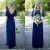 Lace Cap Sleeve Bridesmaid Dresses Floor-length 2018 Country Bridesmaid Dresses Hot Long for Weddings Navy Blue