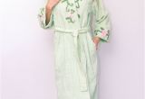 Ladies Bathrobes Sale Chenille Robe with Vine Floral Embroidered Neck