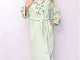 Ladies Bathrobes Sale Chenille Robe with Vine Floral Embroidered Neck