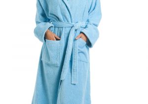 Ladies Bathrobes Sale Womens Luxury Blue Cotton towelling Bath Robe