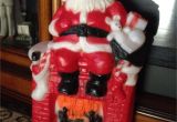 Large Decorative Santas 1981 Santa Setting On Fireplace Blow Mold Christmas Blow Molds