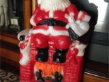 Large Decorative Santas 1981 Santa Setting On Fireplace Blow Mold Christmas Blow Molds