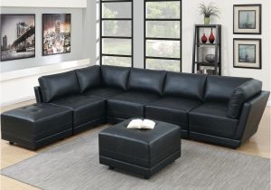 Left Facing Sectional sofa Venetian Worldwide 7 Piece Black Bonded Leatherette Modular
