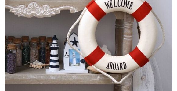 Lifesaver Ring Decoration New Welcome Aboard Foam Nautical Life Lifebuoy Ring Boat Wall