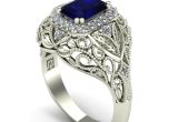 Light Blue Diamond Engagement Rings Prepossessing Engagement Ring with Blue Diamond On Antique Sapphire