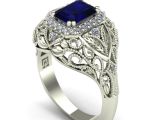 Light Blue Diamond Engagement Rings Prepossessing Engagement Ring with Blue Diamond On Antique Sapphire